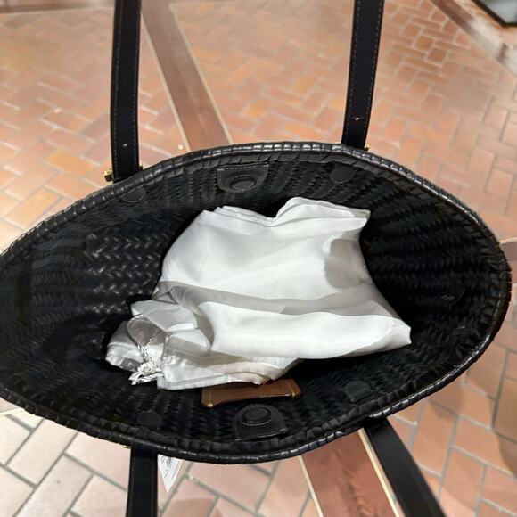 Coach Woven Leather Swing Tote Carryall Shoulder CBF83 Black - Picture 9 of 16